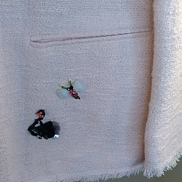 Zara Blush Pink Boucle Blazer Small - Picture 5 of 6